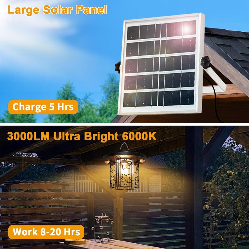 AEQ Solar Shed Light Outdoor Indoor, Solar Gazebo Lights 3000LM Daytime Available with 5 Modes/3 Color Temps/Dual Motion Sensor, Hanging Pendant Lights for Gazebo Barn Garage - Image 2